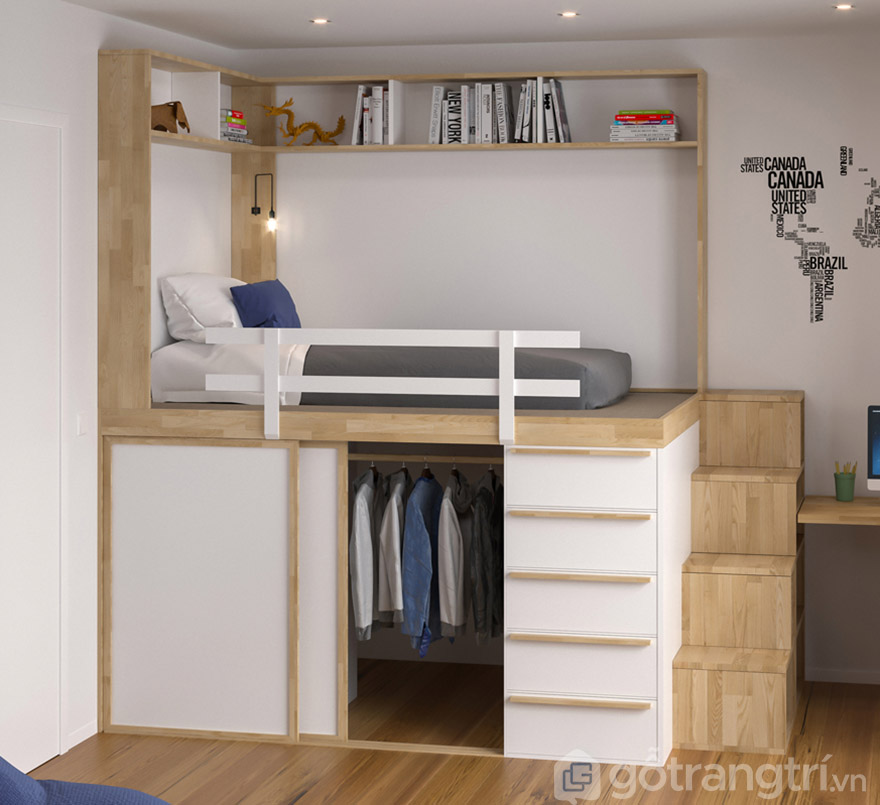giường ngủ kết hợp tủ quần áo