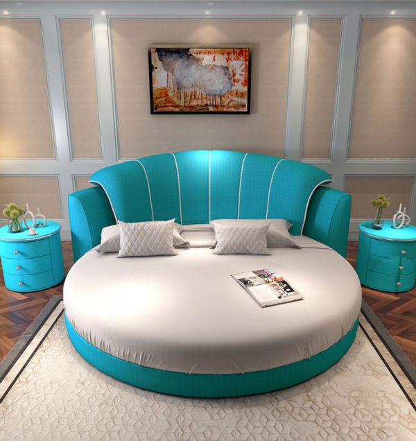 giường với tông màu xanh trắng hiện đại
