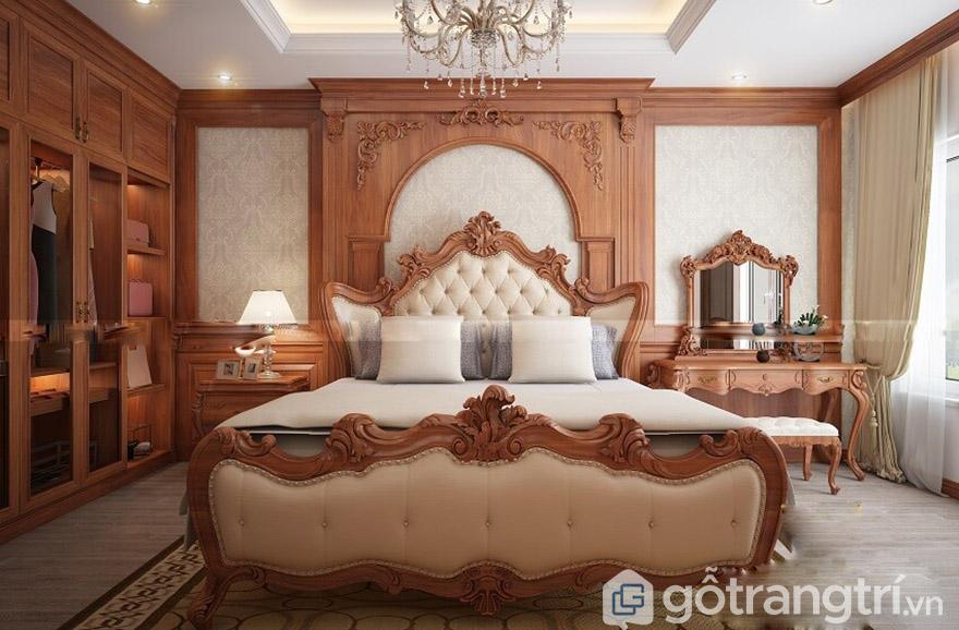 Giường hoàng gia gỗ gõ đỏ