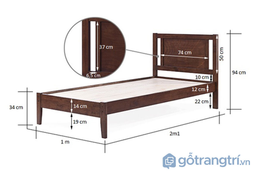 Kích thước giường ngủ theo phong thủy: Giường ngủ đơn