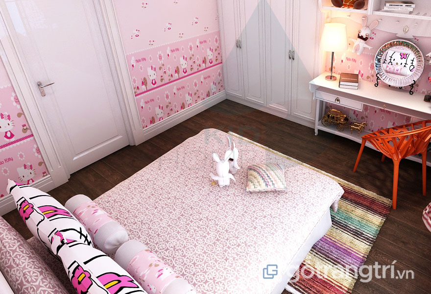 Cách trang trí phòng ngủ đẹp không cần giường: Tủ âm tường5