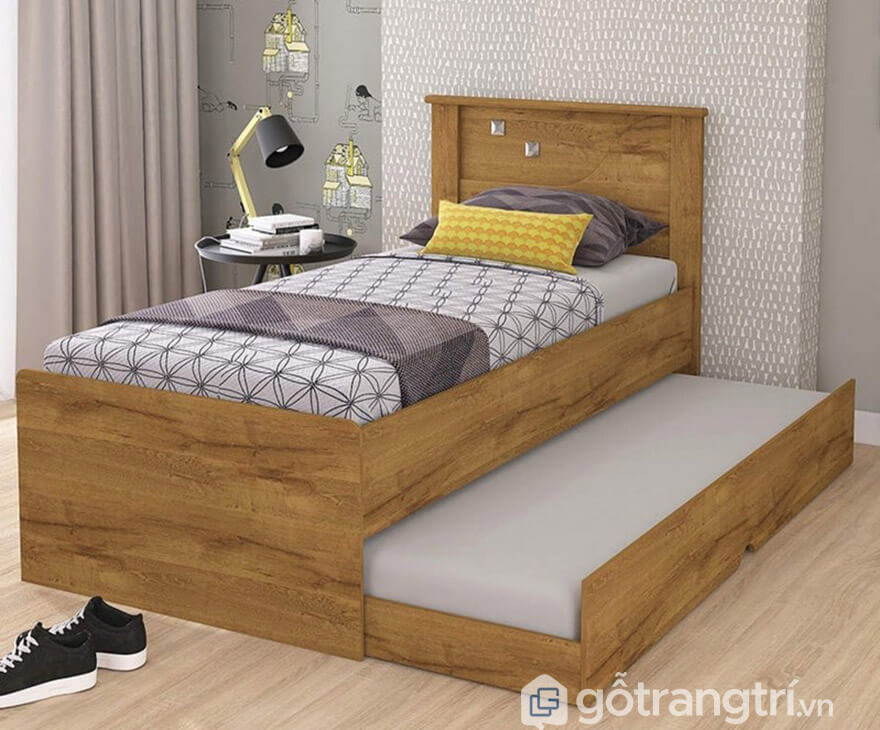 Giường kéo 2 tầng gỗ sồi tự nhiên