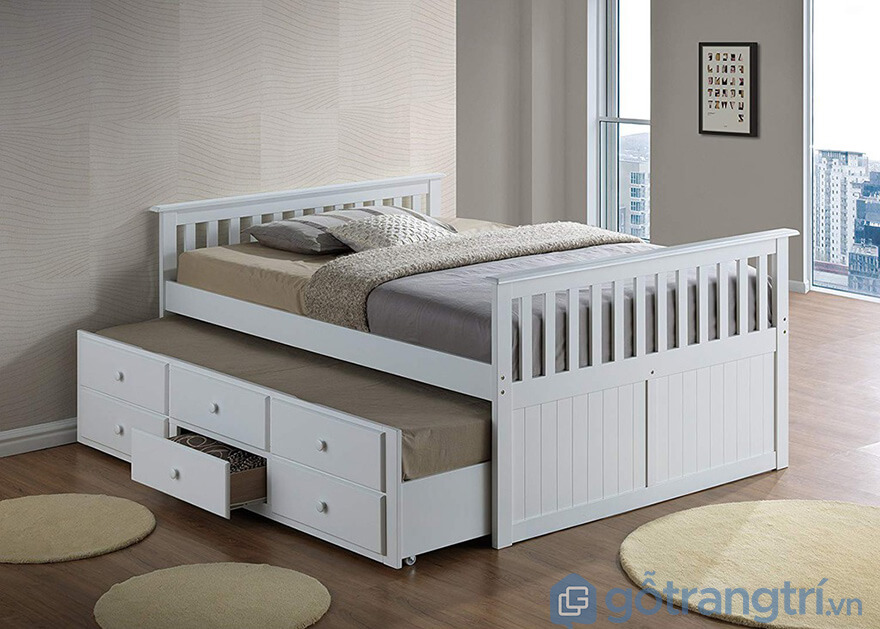 Giường kéo 2 tầng người lớn đẹp gỗ công nghiệp