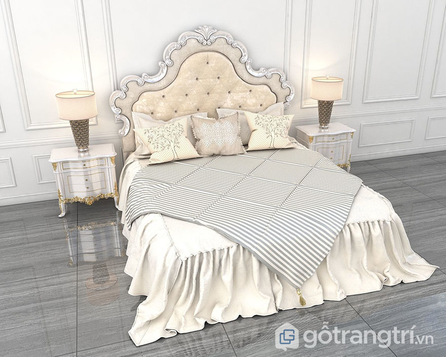 Mẫu giường cưới đẹp 2020 phong cách tân cổ Châu Âu