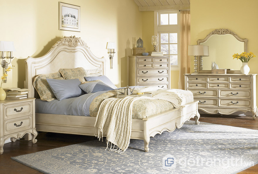 Giường ngủ MDF 1m8 phong cách Vintage