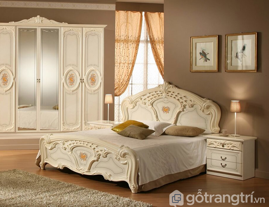 Giường ngủ 1m8 MDF Hà Nội phong cách Châu Âu
