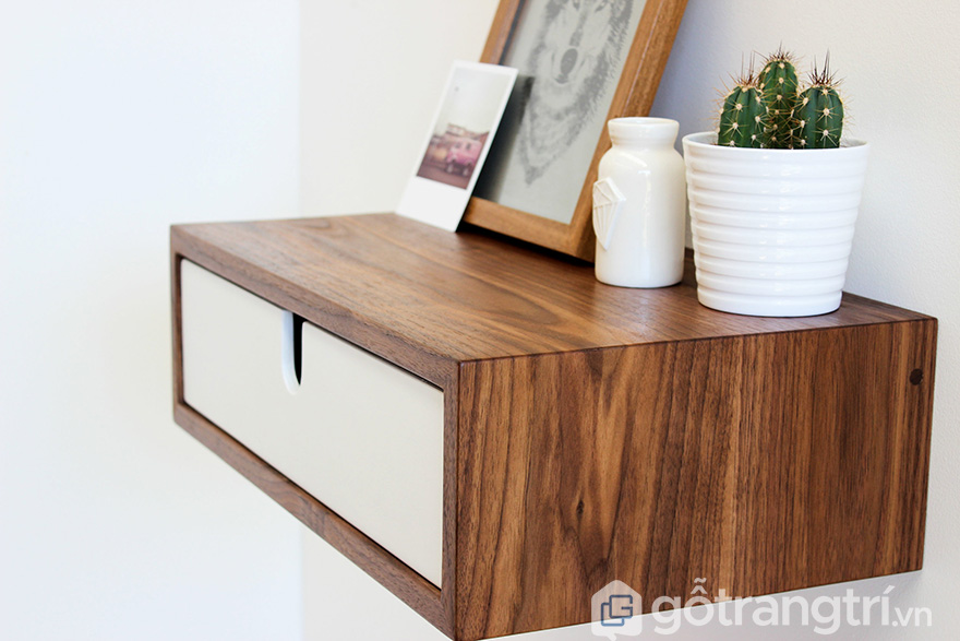 Tủ đầu giường teo tường hiện đại