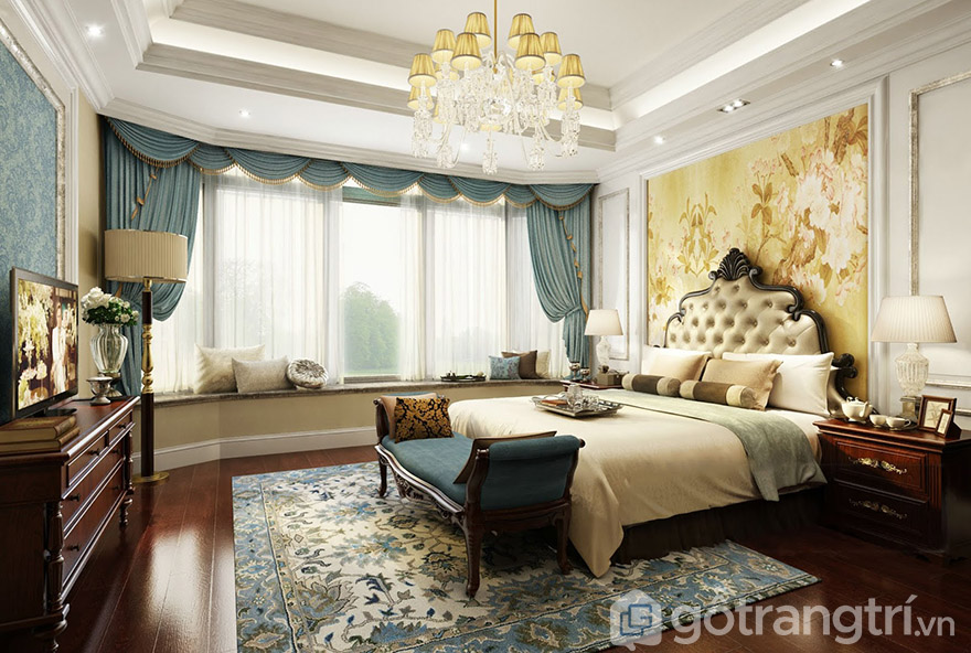 Giường ngủ tân cổ điển gá rẻ Hà Nội gỗ óc chó